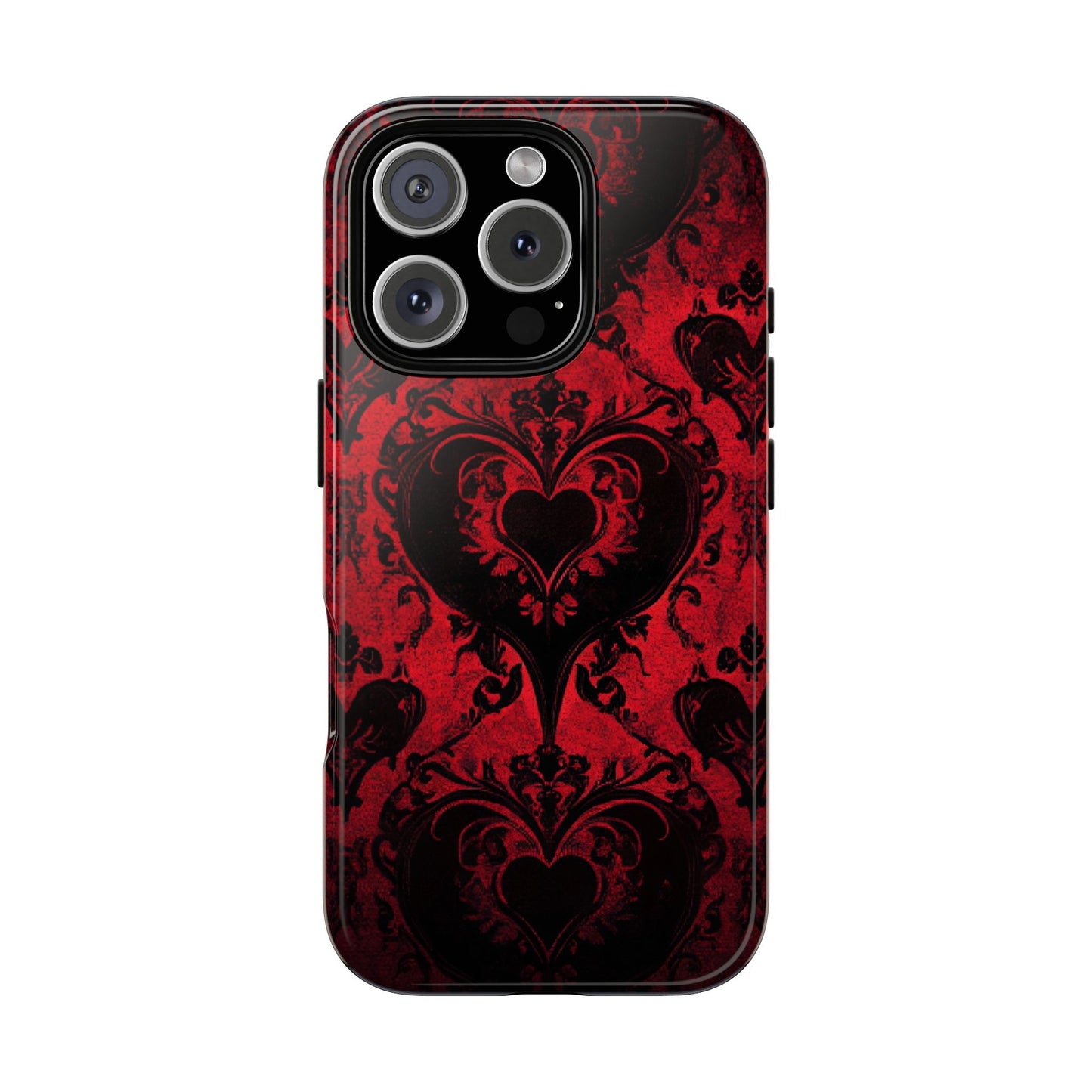 Gothic Dark Romance Phone Case - Black Hearts Phone Cover for iPhone 16 15 14 13 12 11, Samsung Galaxy & Google Pixel