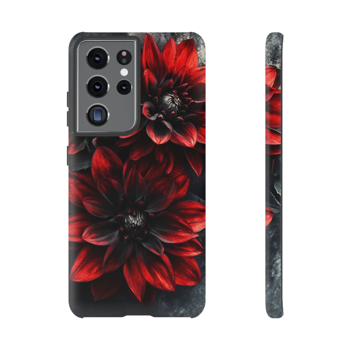 Black and Red Flower Phone Case - Gothic Dark Floral Phone Cases - iPhone 16 15 14 13 12 11, Samsung Galaxy & Google Pixel Phone Covers