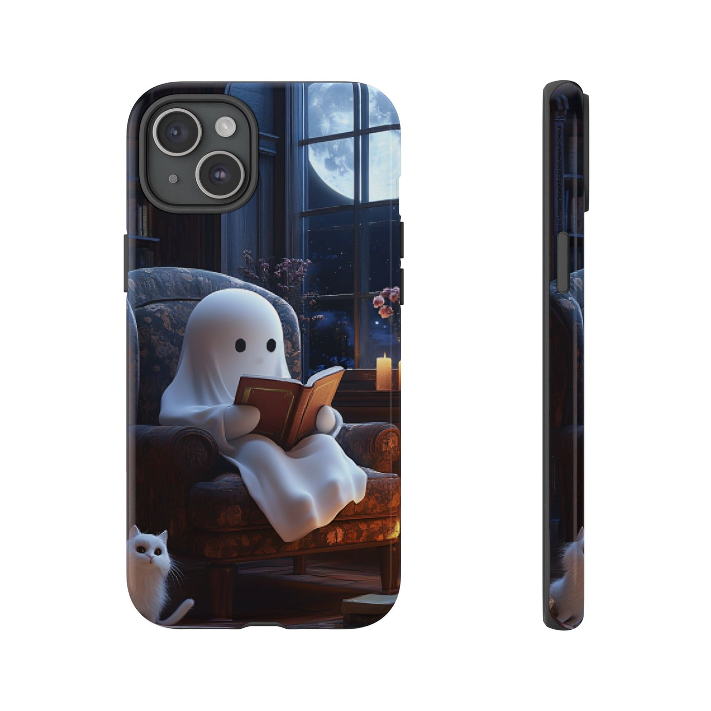 Ghost Reading Book Phone Case - Bookish Halloween Phone Cases for iPhone 16 15 14 13 12 11, Samsung Galaxy & Google Pixel