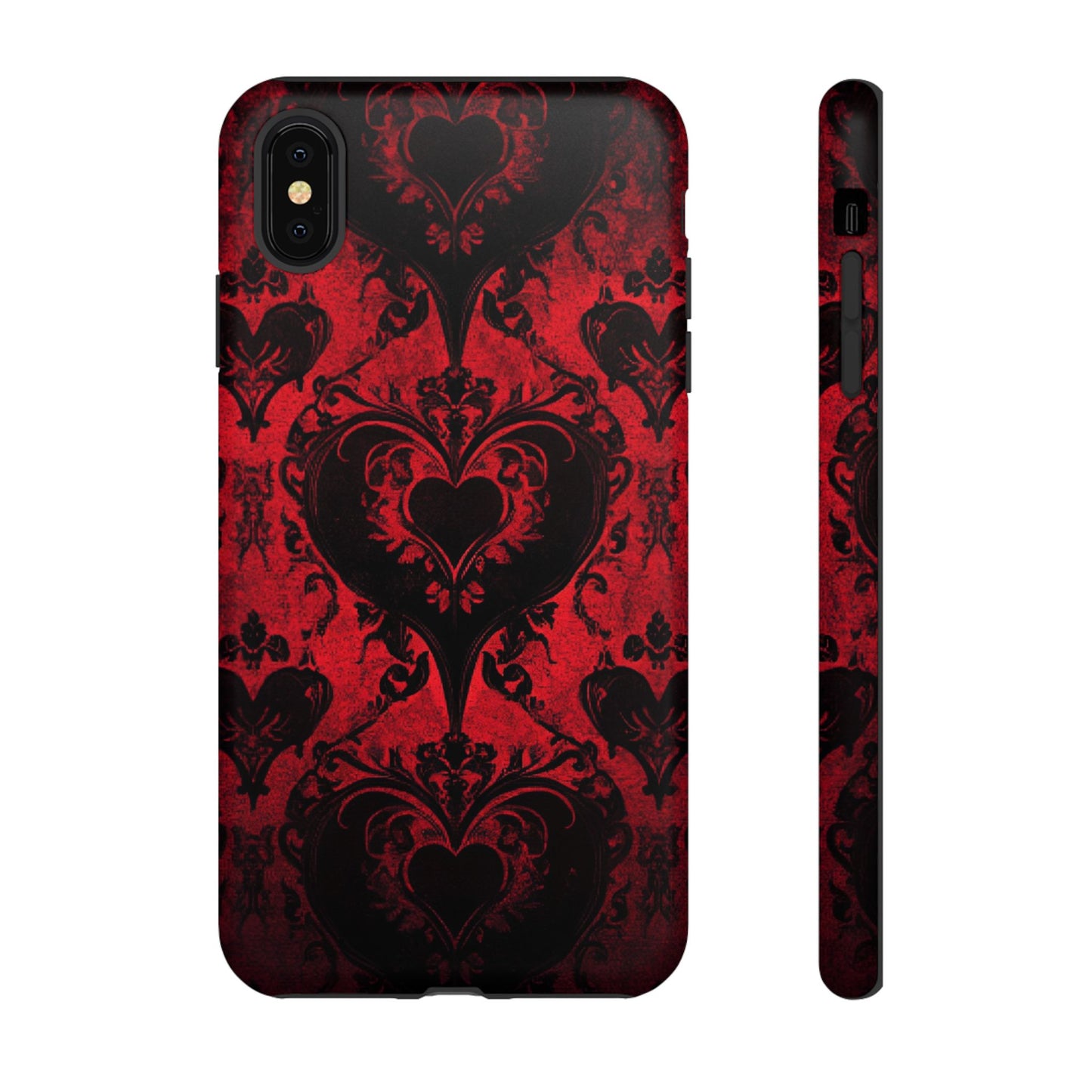 Gothic Dark Romance Phone Case - Black Hearts Phone Cover for iPhone 16 15 14 13 12 11, Samsung Galaxy & Google Pixel