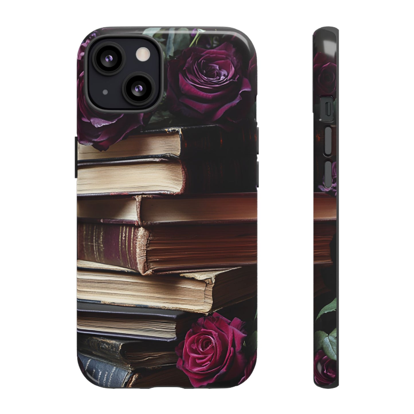 Books and Roses Phone Case - Bookish Dark Academia Phone Cover for iPhone 16 15 14 13 12 11, Samsung Galaxy & Google Pixel