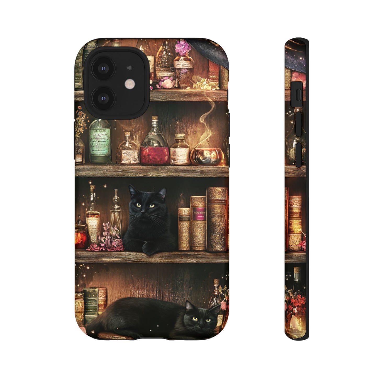 Witch Bookshelf Phone Case - Witchy Books Potions and Black Cats for iPhone 16 15 14 13 12 11, Samsung Galaxy & Google Pixel