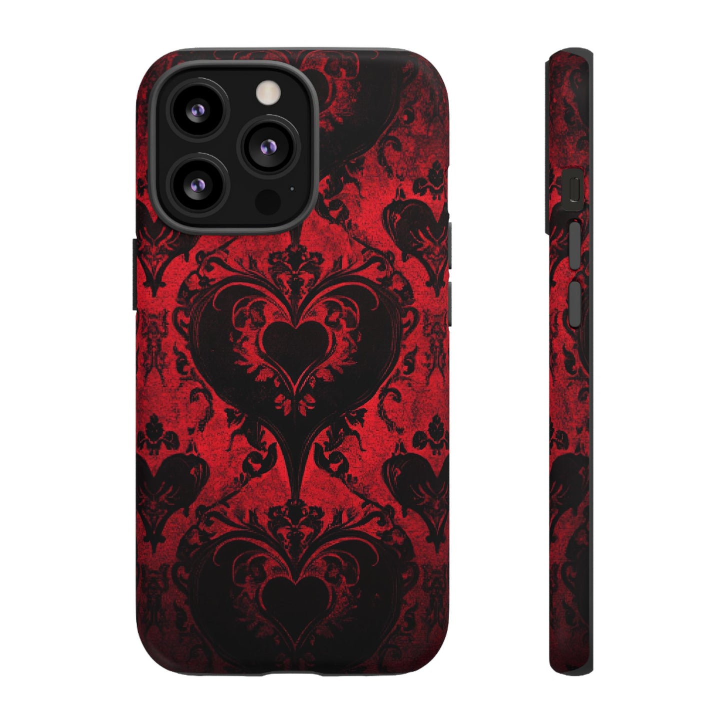 Gothic Dark Romance Phone Case - Black Hearts Phone Cover - iPhone 16 15 14 13 12 11, Samsung Galaxy & Google Pixel Phone Covers