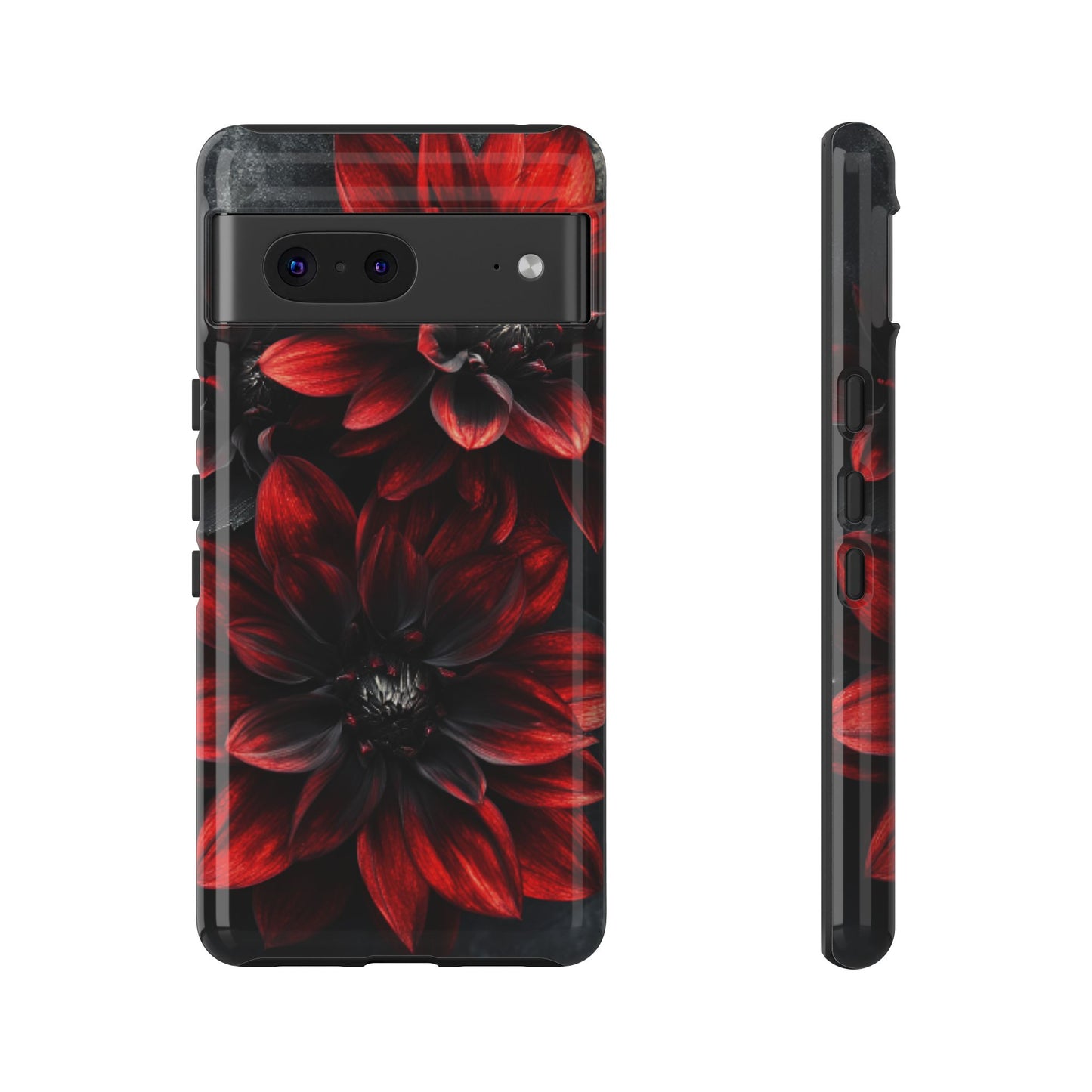 Black and Red Flower Phone Case - Gothic Dark Floral Phone Cases for iPhone 16 15 14 13 12 11, Samsung Galaxy & Google Pixel