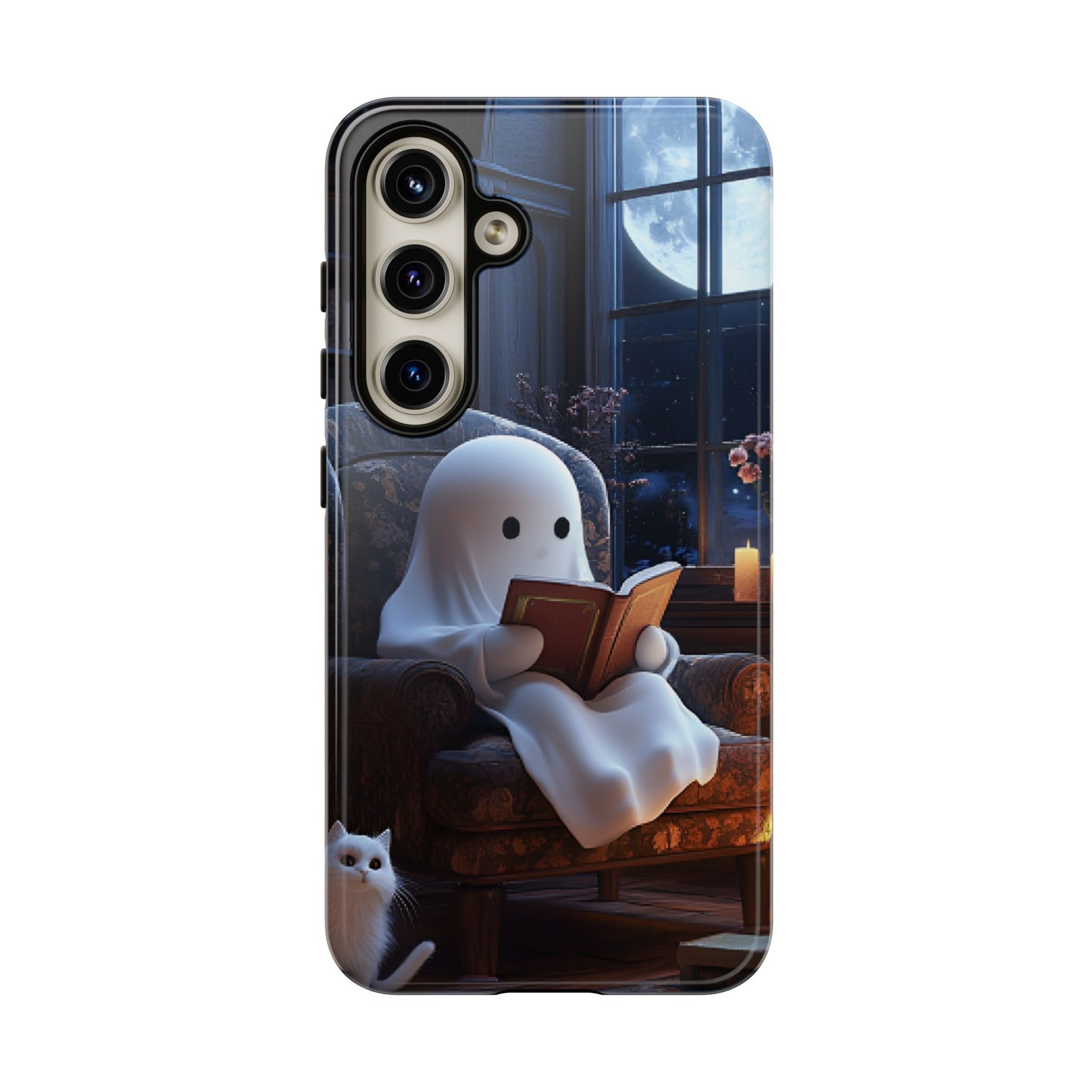 Ghost Reading Book Phone Case - Bookish Halloween Phone Cases - iPhone 16 15 14 13 12 11, Samsung Galaxy & Google Pixel Phone Covers