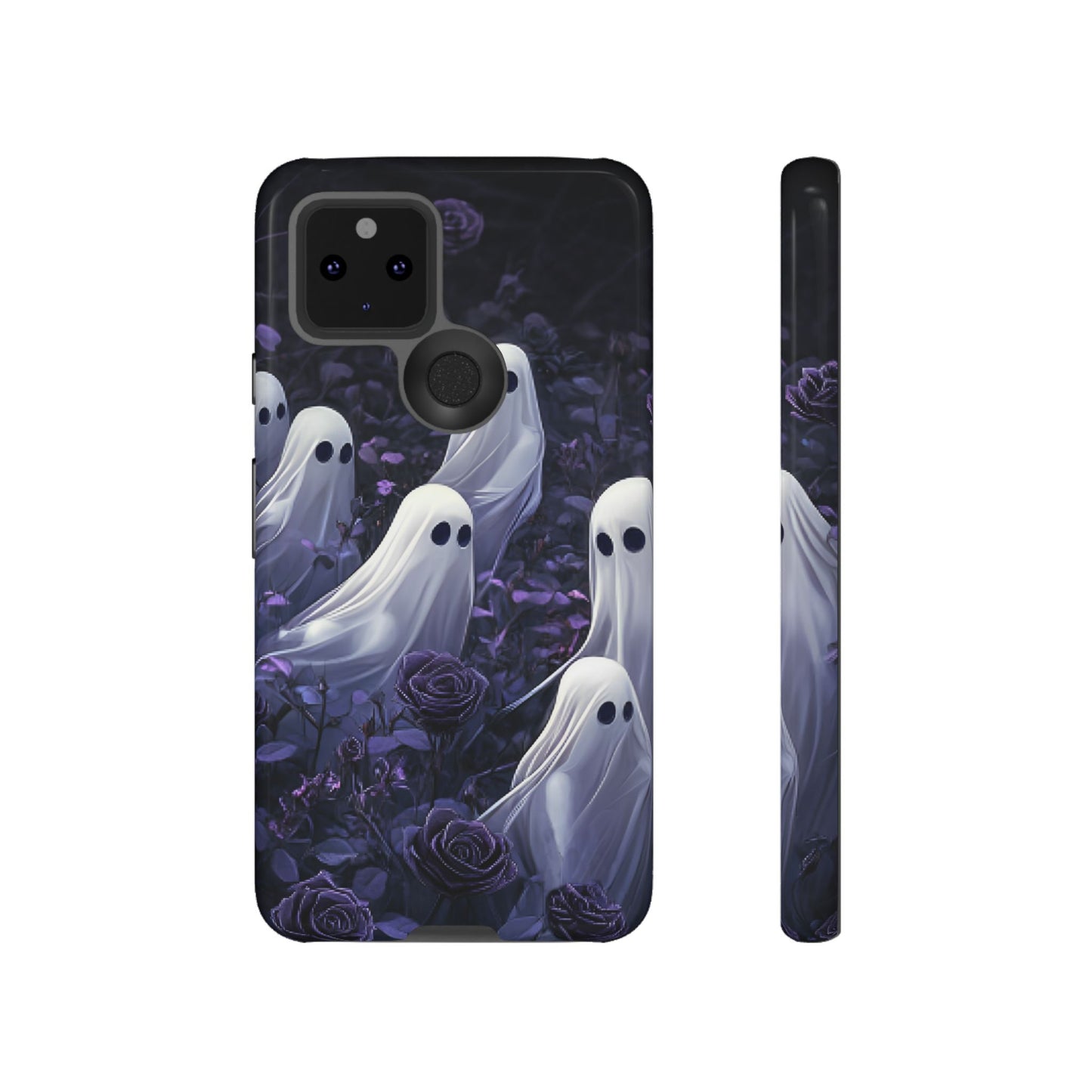 Halloween Phone Case - Ghosts in Purple Rose Garden - iPhone 16 15 14 13 12 11, Samsung Galaxy & Google Pixel Phone Covers