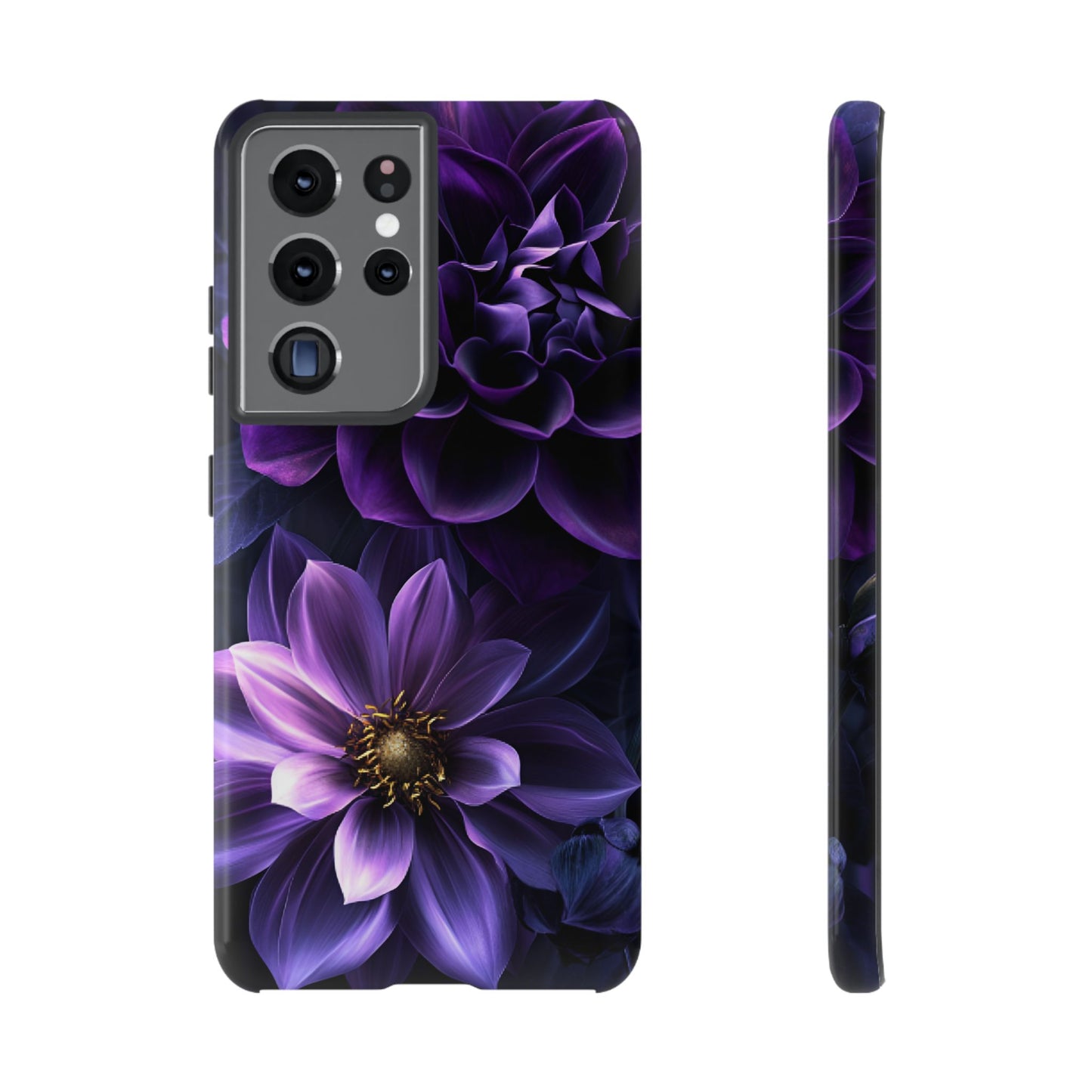 Black and Purple Flowers Phone Case - Dark Gothic Bloom Phone Cases - iPhone 16 15 14 13 12 11, Samsung Galaxy & Google Pixel Phone Covers