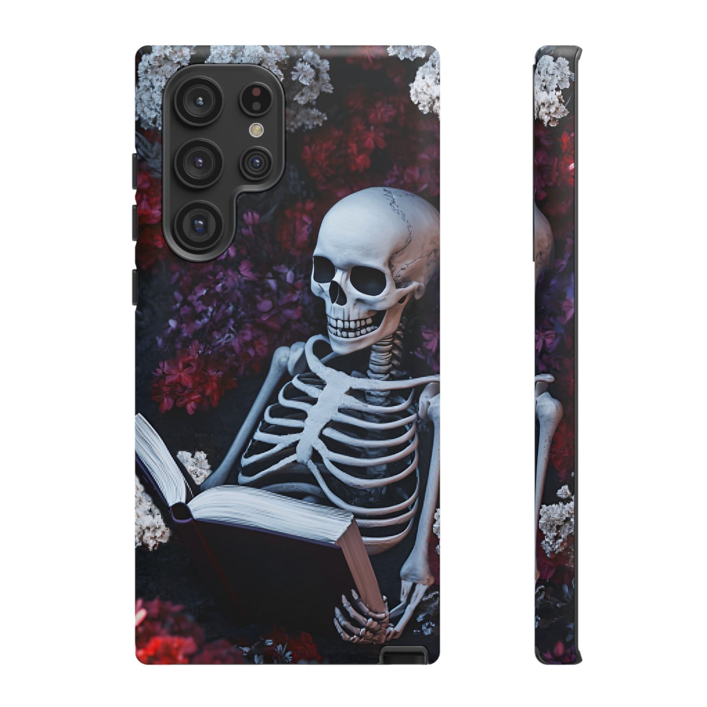 Skeleton Reading Book Phone Case - Bookish Halloween Phone Cases for iPhone 16 15 14 13 12 11, Samsung Galaxy & Google Pixel