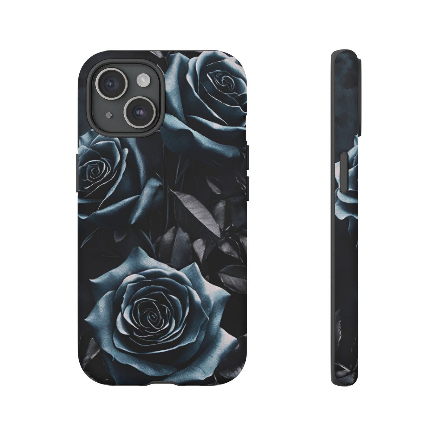 Black and Blue Roses Phone Case - Dark and Moody Gothic Flower Phone Cases for iPhone 16 15 14 13 12 11, Samsung Galaxy & Google Pixel