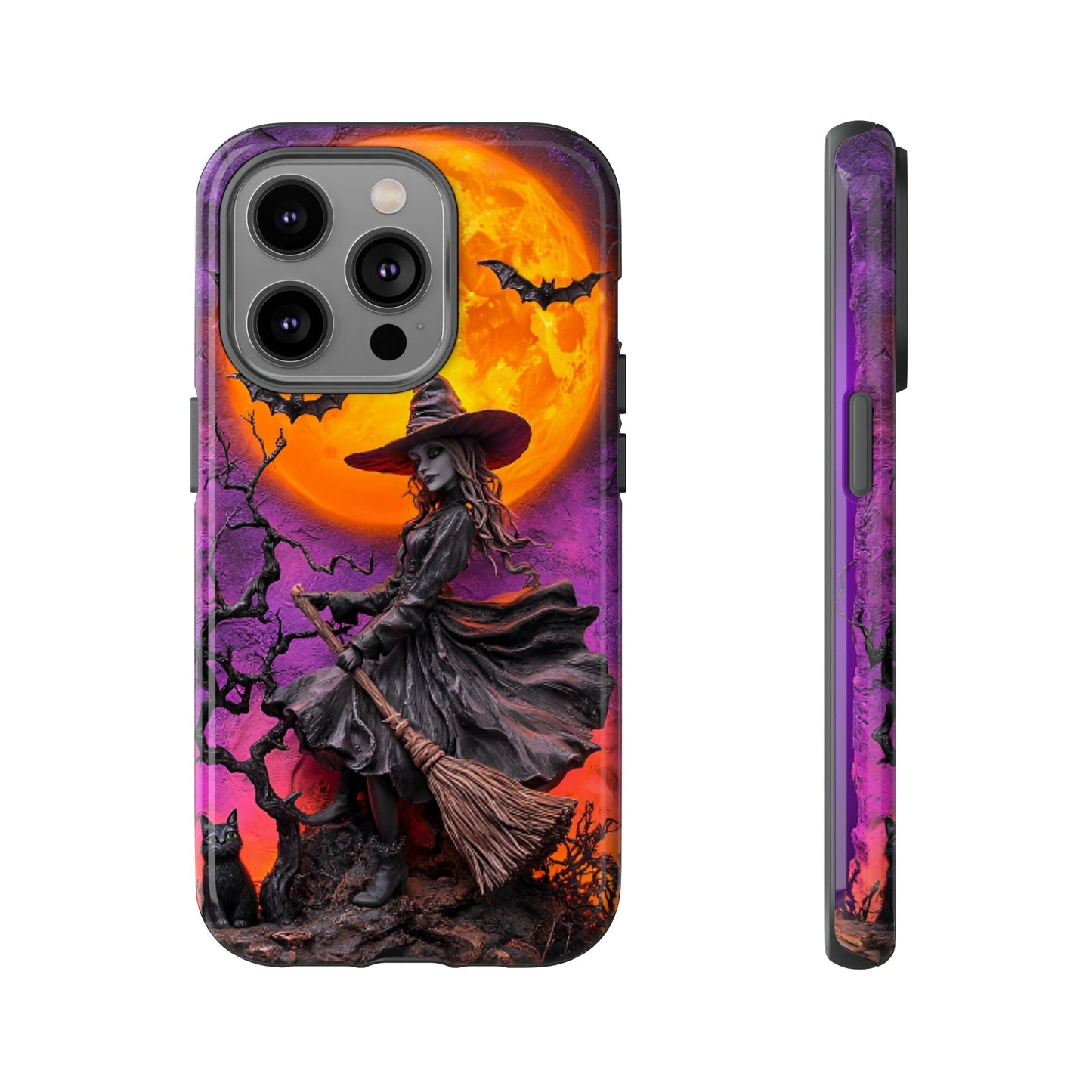 Witch and Bats Phone Case - Witchy Halloween Phone Cases - iPhone 16 15 14 13 12 11, Samsung Galaxy & Google Pixel Phone Covers