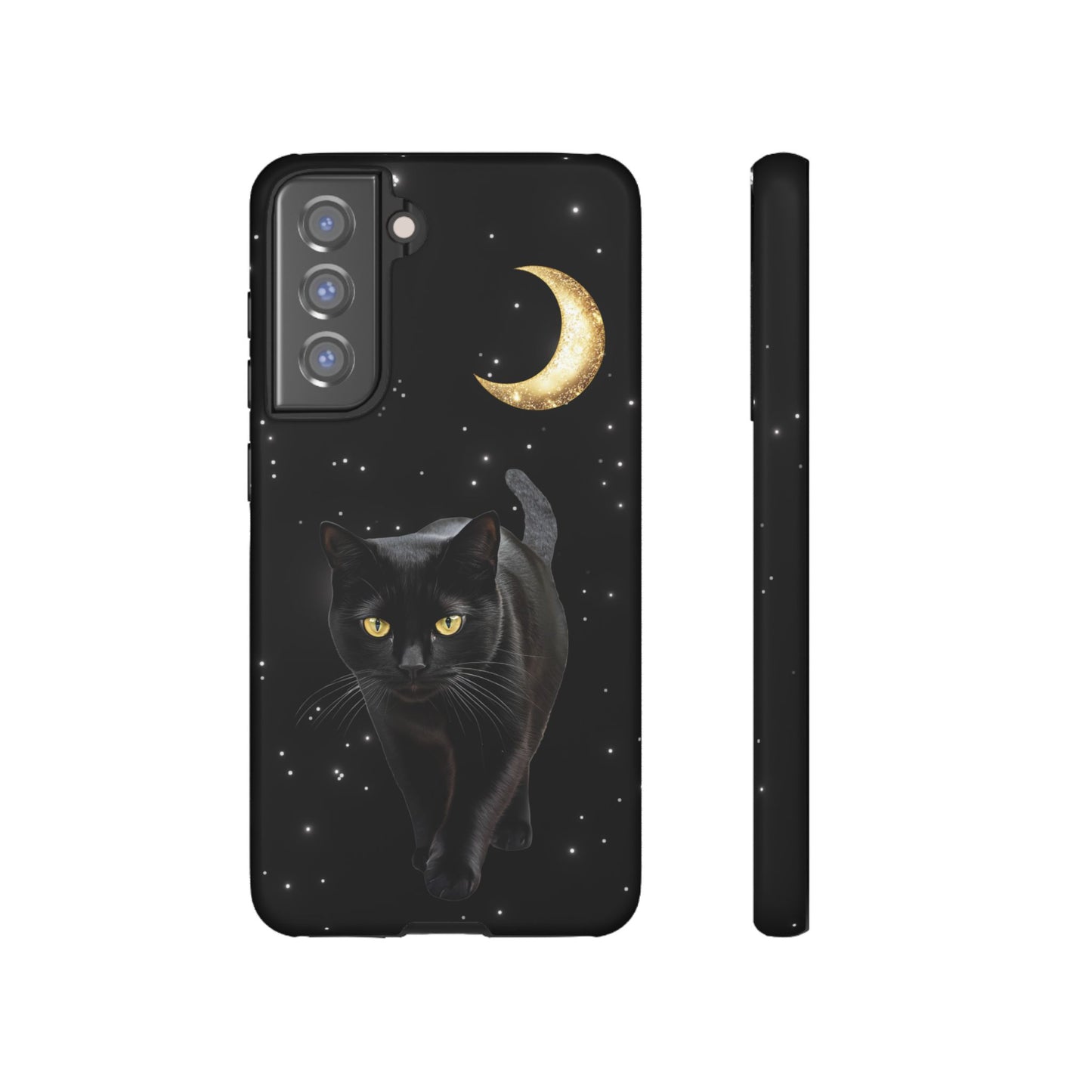 Black Cat and Moon Phone Case - Celestial Cat Lover Phone Cases for iPhone 16 15 14 13 12 11, Samsung Galaxy & Google Pixel