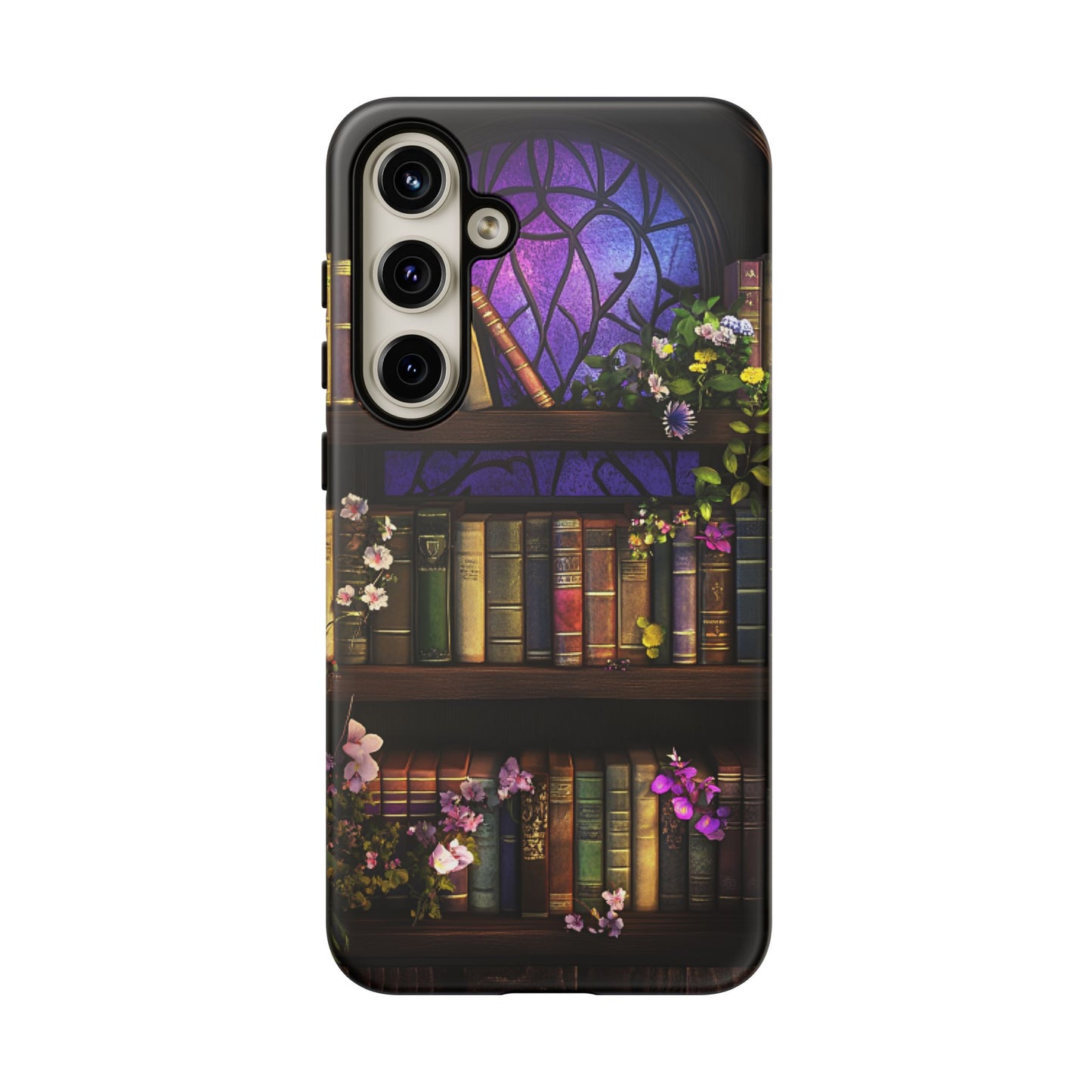 Bookshelf Phone Case - Dark Academia Stained Glass Phone Cases for iPhone 16 15 14 13 12 11, Samsung Galaxy & Google Pixel