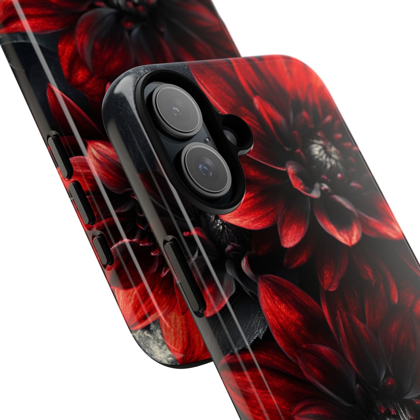 Black and Red Flower Phone Case - Gothic Dark Floral Phone Cases - iPhone 16 15 14 13 12 11, Samsung Galaxy & Google Pixel Phone Covers