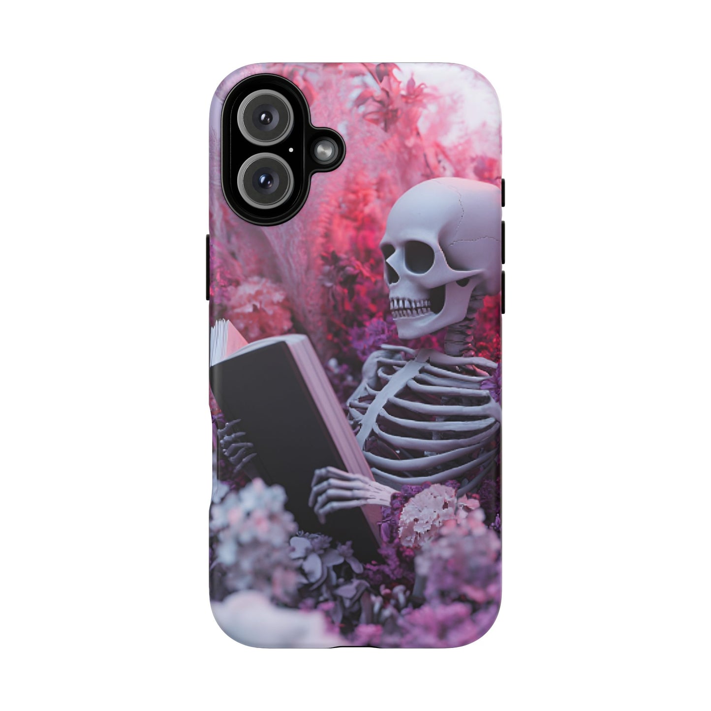 Bookish Skeleton Phone Case - Spooky Floral Halloween Phone Cases - Phone 16 15 14 13 12 11, Samsung Galaxy & Google Pixel Phone Covers