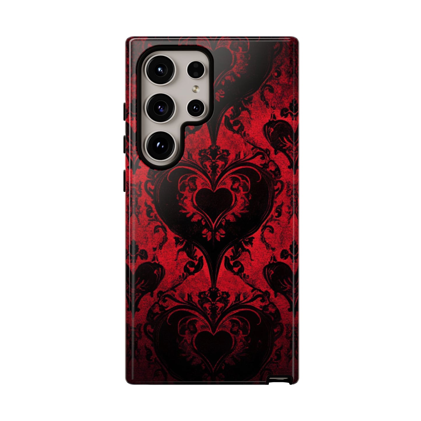 Gothic Dark Romance Phone Case - Black Hearts Phone Cover for iPhone 16 15 14 13 12 11, Samsung Galaxy & Google Pixel