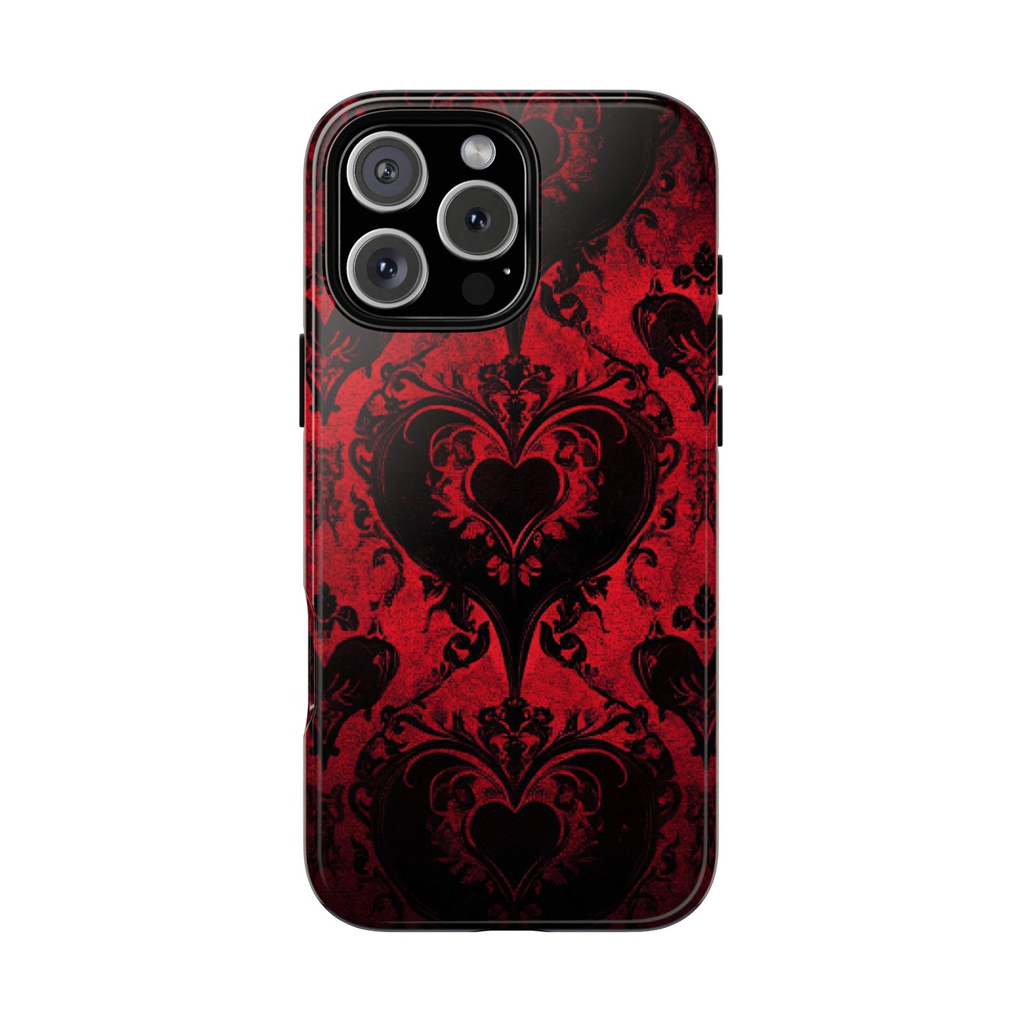 Gothic Dark Romance Phone Case - Black Hearts Phone Cover - iPhone 16 15 14 13 12 11, Samsung Galaxy & Google Pixel Phone Covers