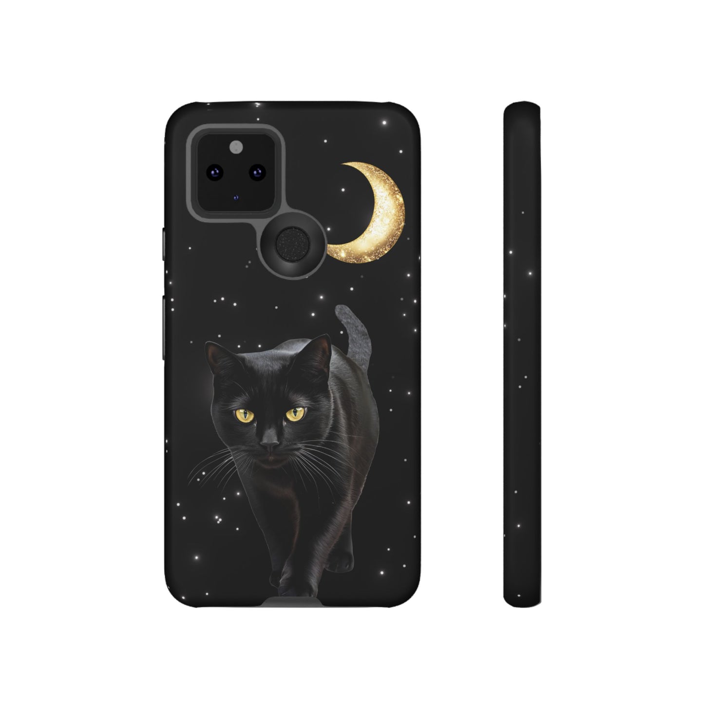 Black Cat and Moon Phone Case - Celestial Cat Lover Phone Cases for iPhone 16 15 14 13 12 11, Samsung Galaxy & Google Pixel