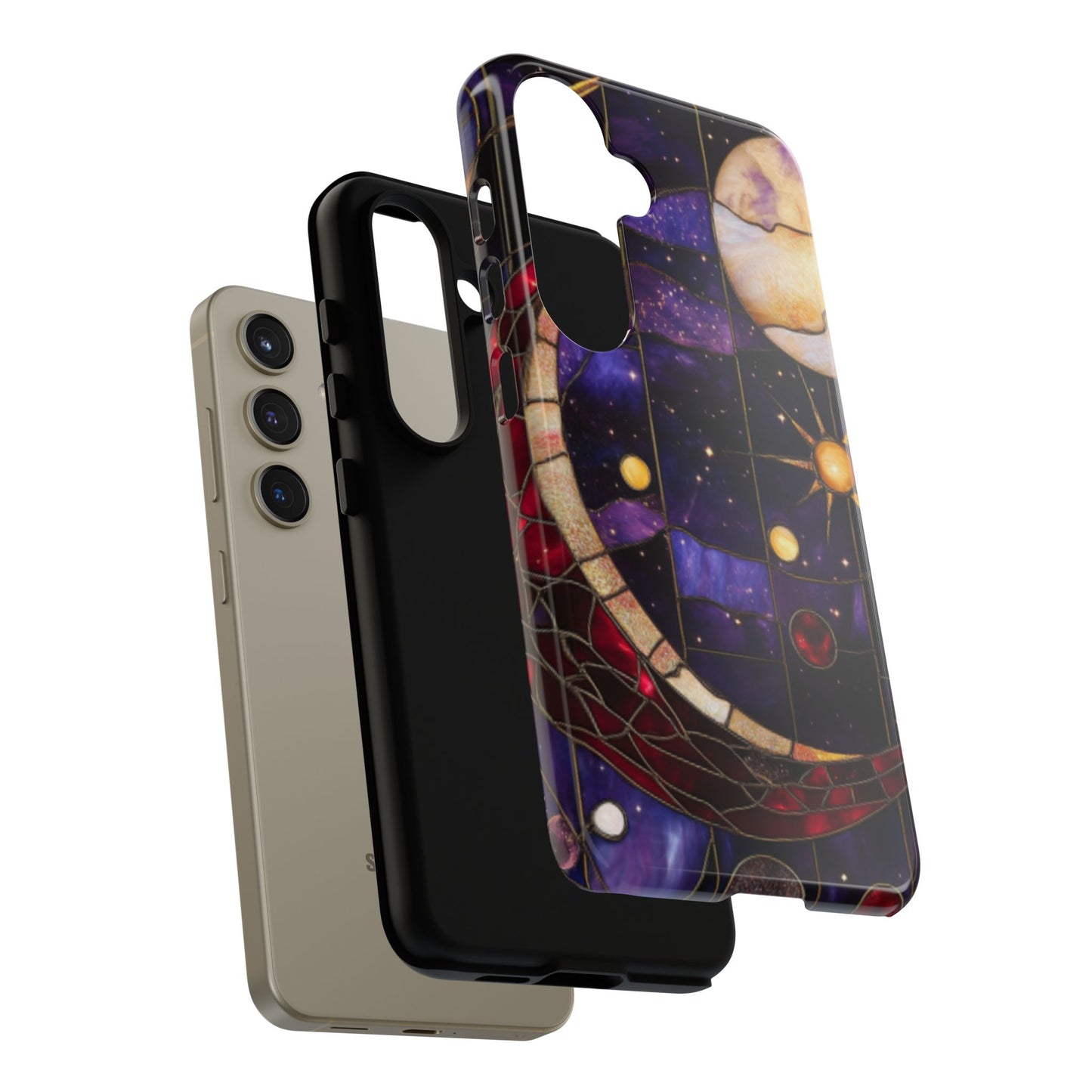 Celestial Stained Glass Phone Case for iPhone 16 15 14 13 12 11, Samsung Galaxy & Google Pixel