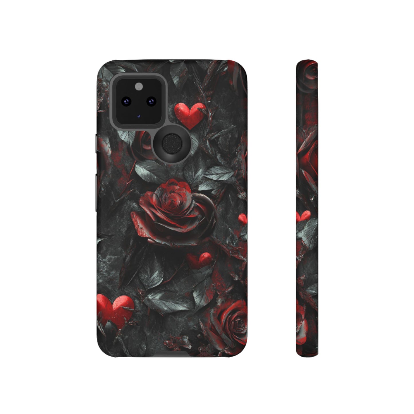 Gothic Valentine Phone Case - Dark Romance Roses and Hearts - iPhone 16 15 14 13 12 11, Samsung Galaxy & Google Pixel Phone Covers