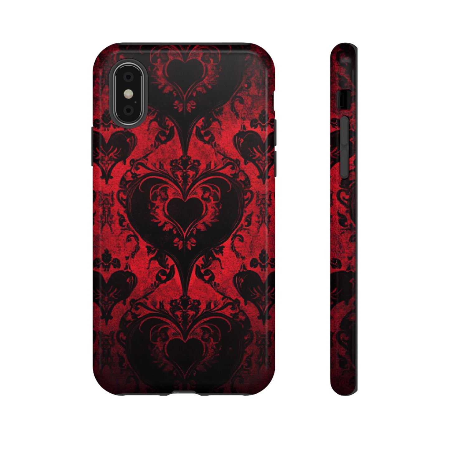 Gothic Dark Romance Phone Case - Black Hearts Phone Cover - iPhone 16 15 14 13 12 11, Samsung Galaxy & Google Pixel Phone Covers - Boo and Bewear