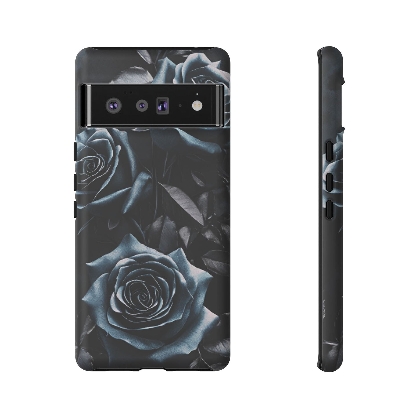 Black and Blue Roses Phone Case - Dark and Moody Gothic Flower Phone Cases - iPhone 16 15 14 13 12 11, Samsung Galaxy & Google Pixel Phone Covers