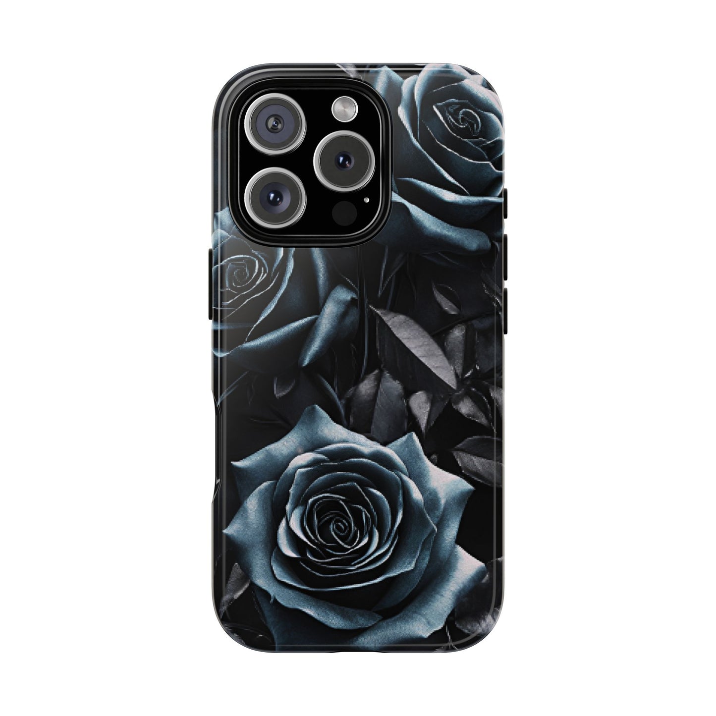 Black and Blue Roses Phone Case - Dark and Moody Gothic Flower Phone Cases for iPhone 16 15 14 13 12 11, Samsung Galaxy & Google Pixel