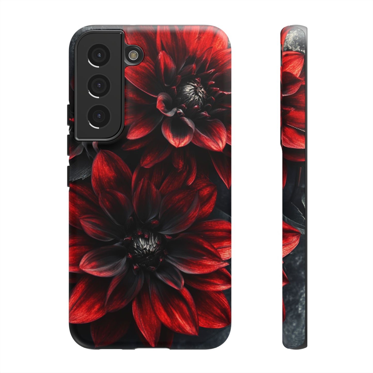 Black and Red Flower Phone Case - Gothic Dark Floral Phone Cases for iPhone 16 15 14 13 12 11, Samsung Galaxy & Google Pixel