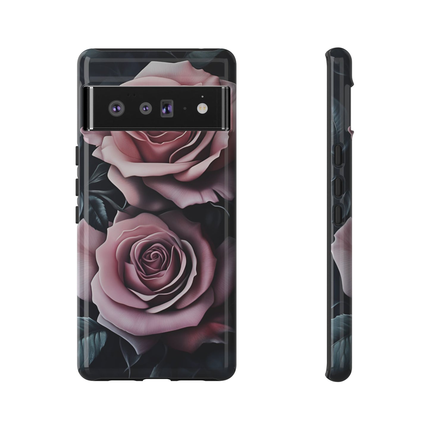 Pastel Goth Roses Phone Case - Gothic Black and Pink Flowers Phone Cases - iPhone 16 15 14 13 12 11, Samsung Galaxy & Google Pixel Phone Covers