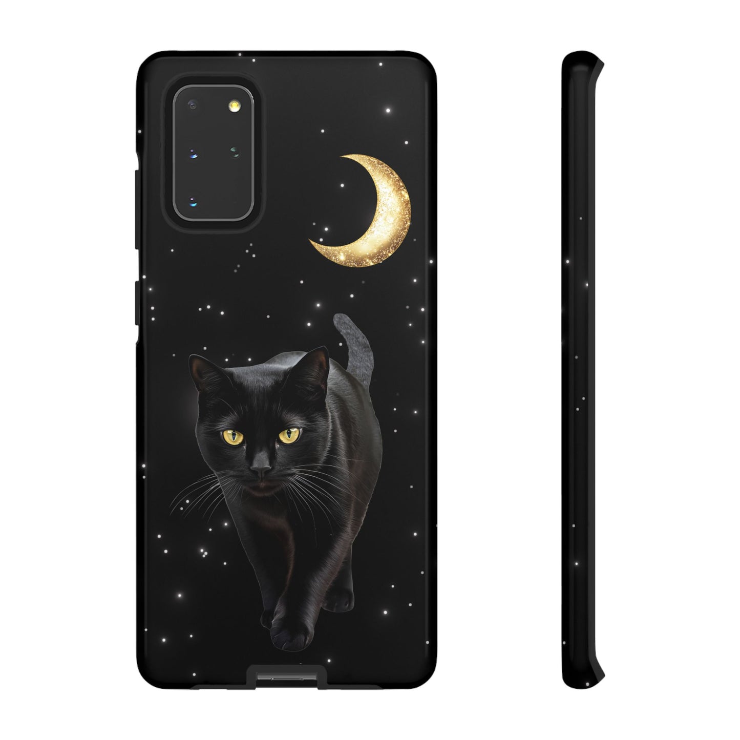 Black Cat and Moon Phone Case - Celestial Cat Lover Phone Cases for iPhone 16 15 14 13 12 11, Samsung Galaxy & Google Pixel