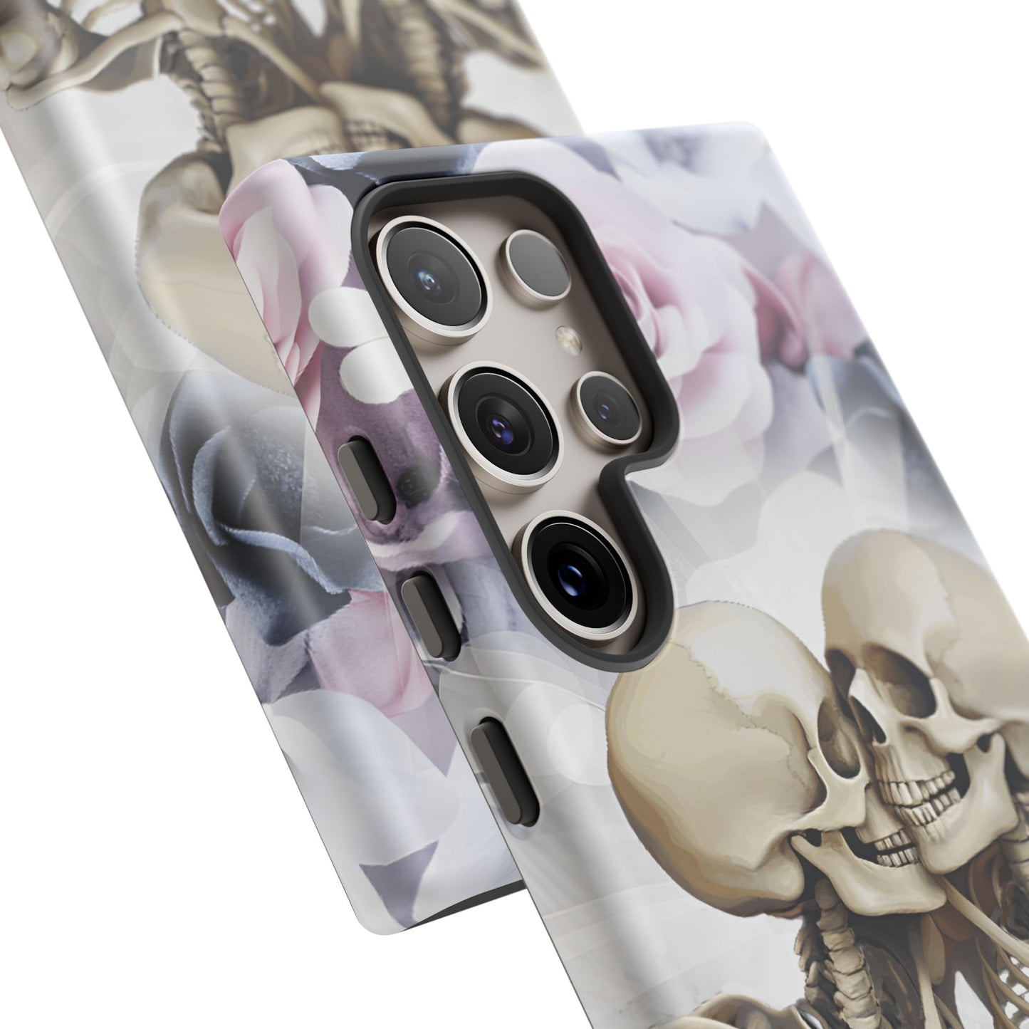 Skeleton Couple Phone Case - Floral Love Halloween Phone Cases for iPhone 16 15 14 13 12 11, Samsung Galaxy & Google Pixel