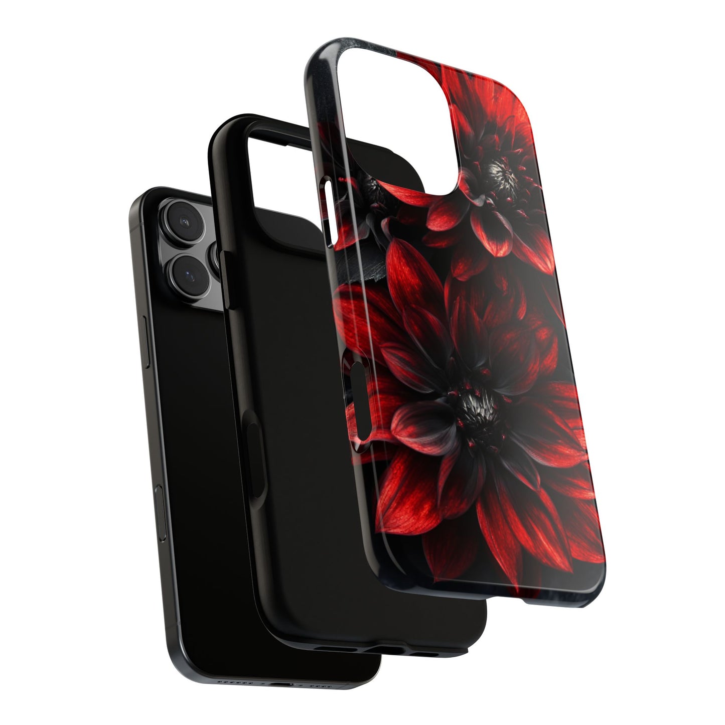 Black and Red Flower Phone Case - Gothic Dark Floral Phone Cases - iPhone 16 15 14 13 12 11, Samsung Galaxy & Google Pixel Phone Covers