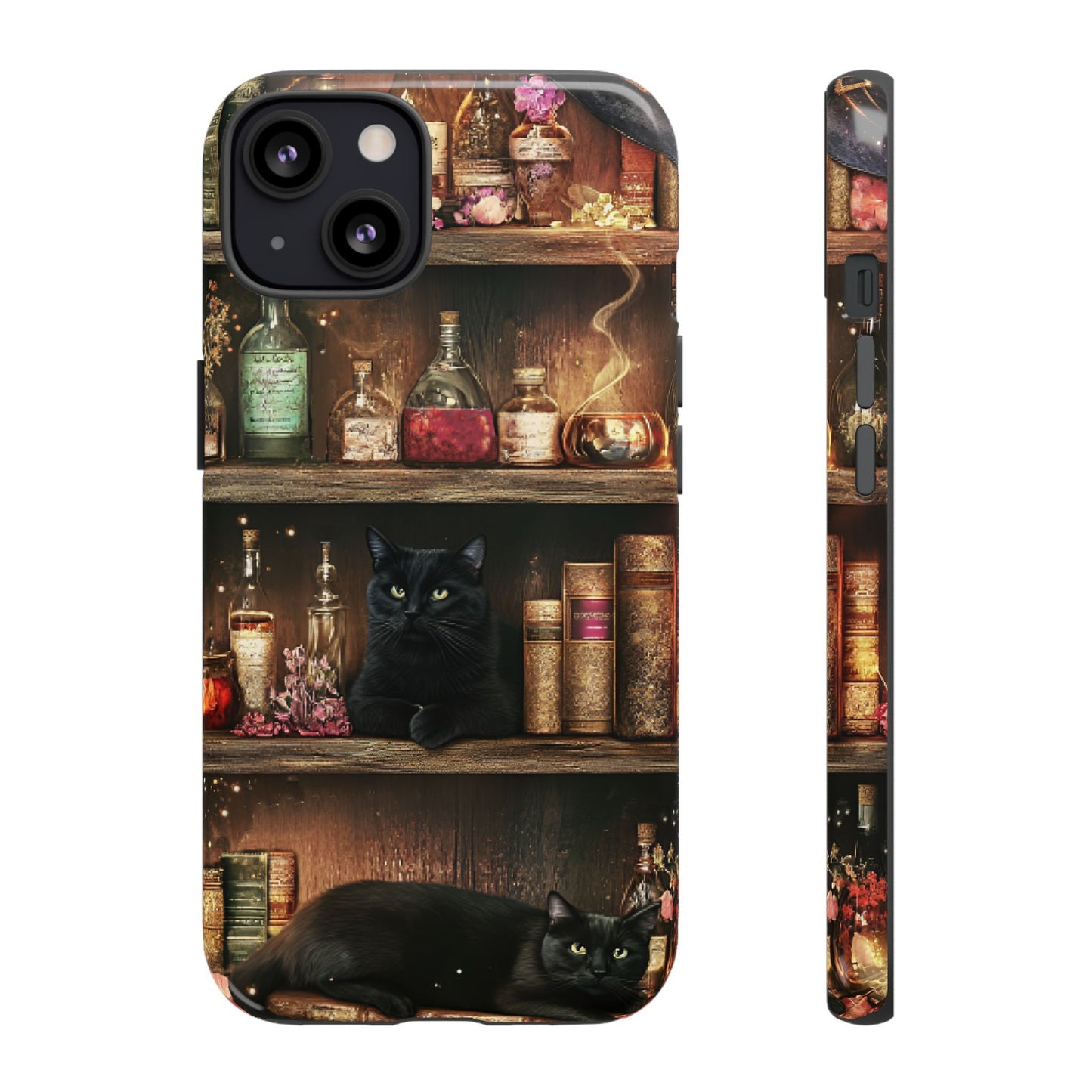 Witch Bookshelf Phone Case - Witchy Books Potions and Black Cats for iPhone 16 15 14 13 12 11, Samsung Galaxy & Google Pixel