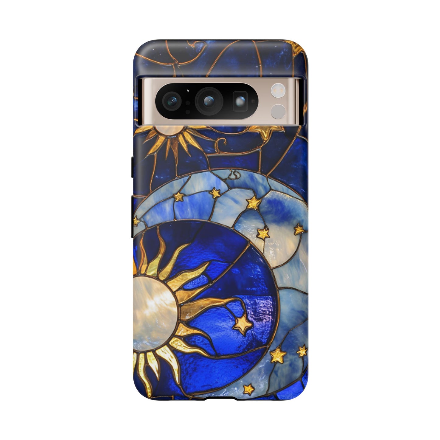 Moon and Sun Stained Glass Phone Case for iPhone 16 15 14 13 12 11, Samsung Galaxy & Google Pixel