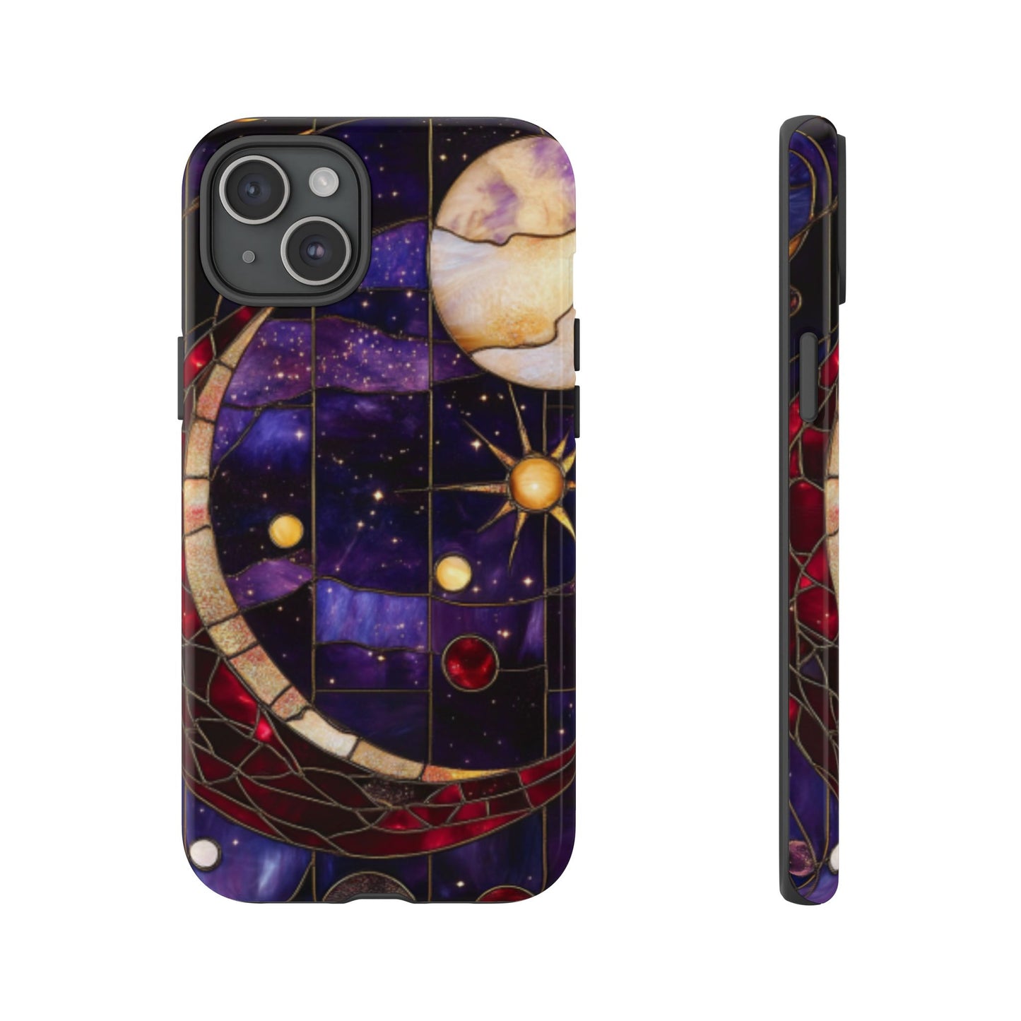 Celestial Stained Glass Phone Case for iPhone 16 15 14 13 12 11, Samsung Galaxy & Google Pixel