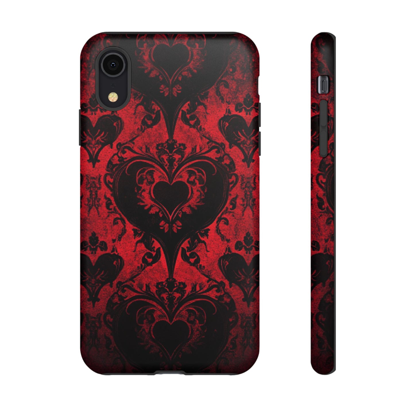 Gothic Dark Romance Phone Case - Black Hearts Phone Cover - iPhone 16 15 14 13 12 11, Samsung Galaxy & Google Pixel Phone Covers - Boo and Bewear