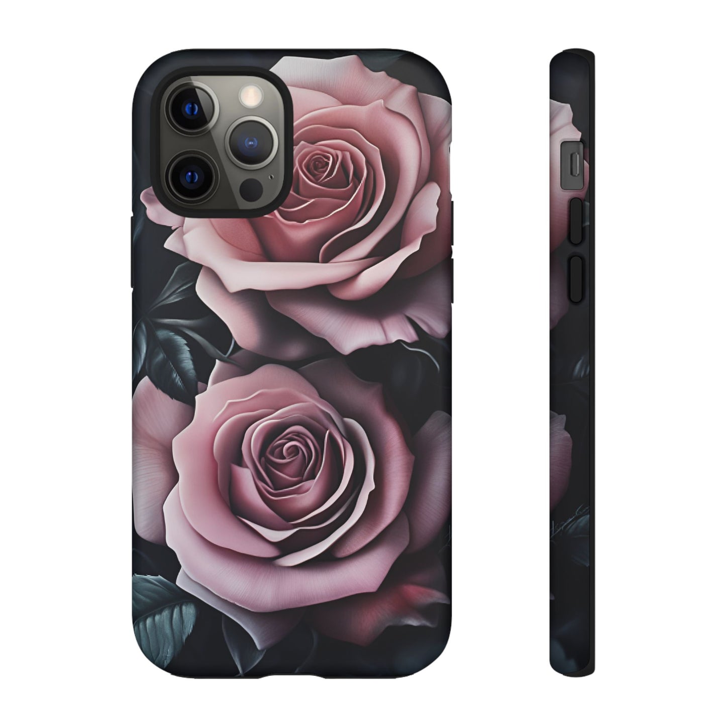 Pastel Goth Roses Phone Case - Gothic Black and Pink Flowers Phone Cases - iPhone 16 15 14 13 12 11, Samsung Galaxy & Google Pixel Phone Covers