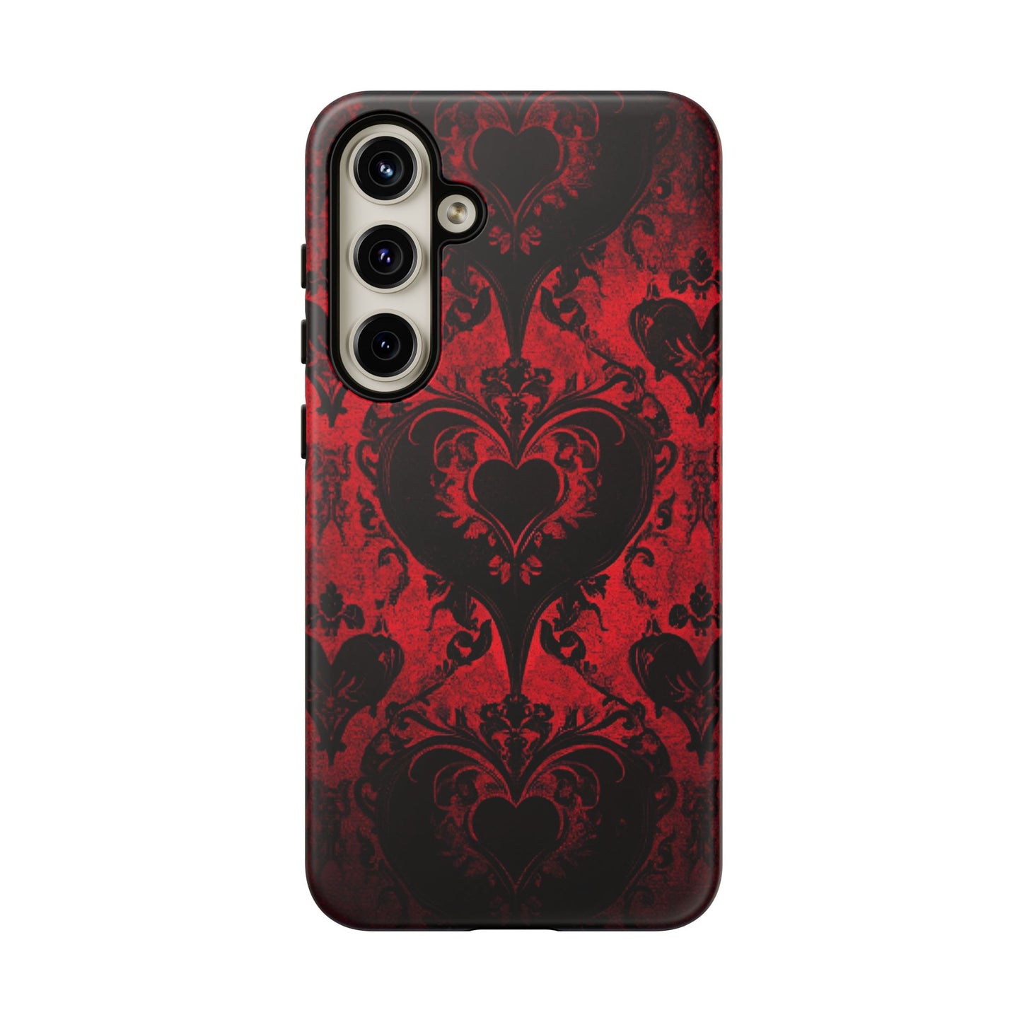 Gothic Dark Romance Phone Case - Black Hearts Phone Cover - iPhone 16 15 14 13 12 11, Samsung Galaxy & Google Pixel Phone Covers