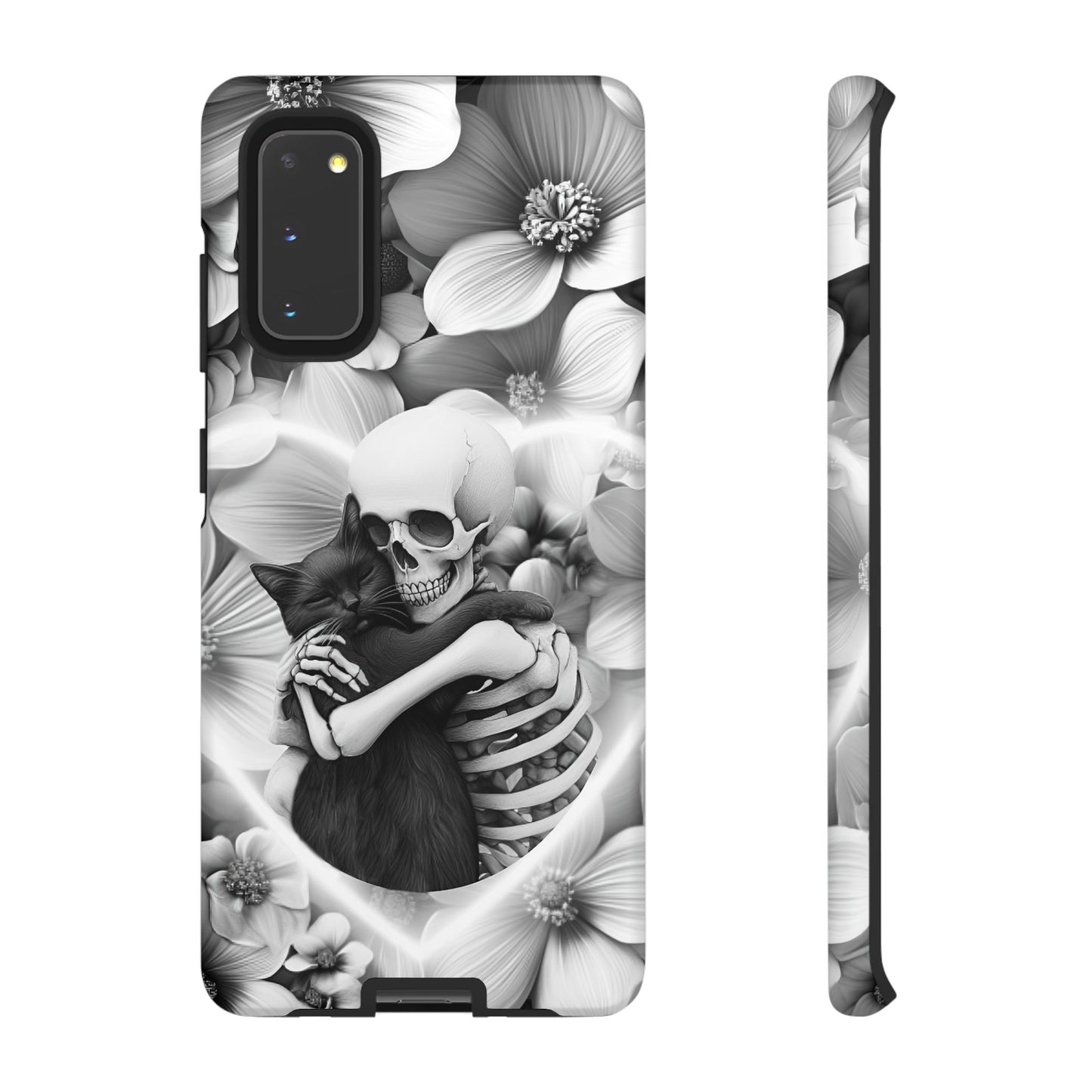 Skeleton & Black Cat Phone Case - Aesthetic Cat Lover Phone Cases- iPhone 16 15 14 13 12 11, Samsung Galaxy & Google Pixel Phone Covers