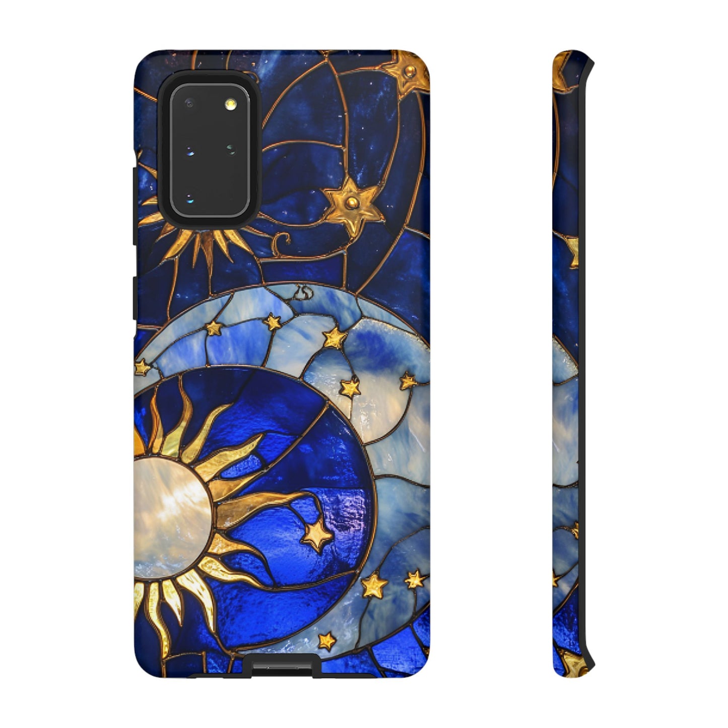 Moon and Sun Stained Glass Phone Case - iPhone 16 15 14 13 12 11, Samsung Galaxy & Google Pixel Phone Covers