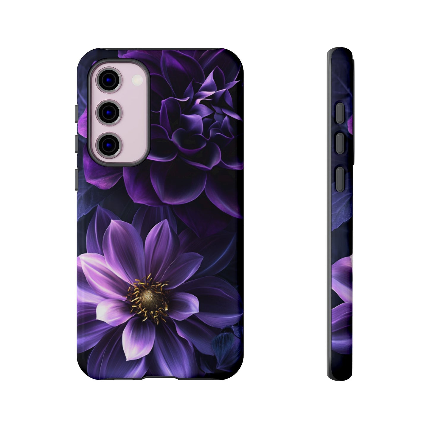 Black and Purple Flowers Phone Case - Dark Gothic Bloom Phone Cases for iPhone 16 15 14 13 12 11, Samsung Galaxy & Google Pixel