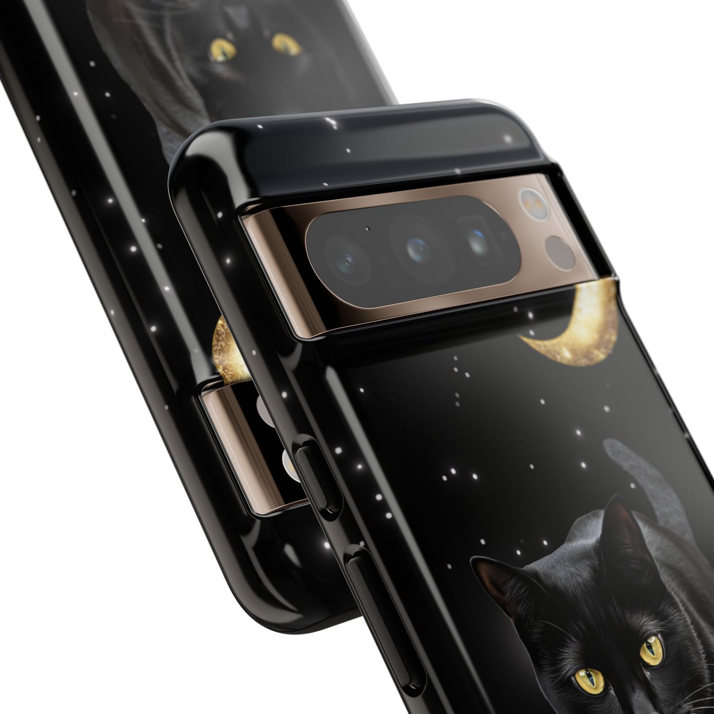 Black Cat and Moon Phone Case - Celestial Cat Lover Phone Cases for iPhone 16 15 14 13 12 11, Samsung Galaxy & Google Pixel