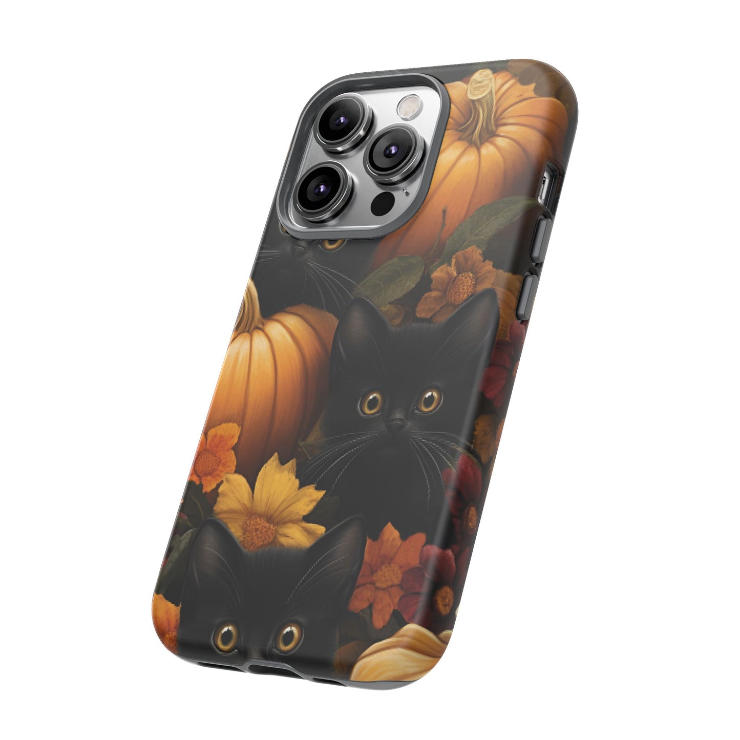 Black Cats and Pumpkins Phone Case - Cute Halloween Phone Cases for iPhone 16 15 14 13 12 11, Samsung Galaxy & Google Pixel