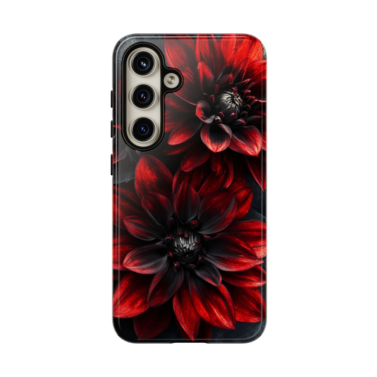 Black and Red Flower Phone Case - Gothic Dark Floral Phone Cases - iPhone 16 15 14 13 12 11, Samsung Galaxy & Google Pixel Phone Covers