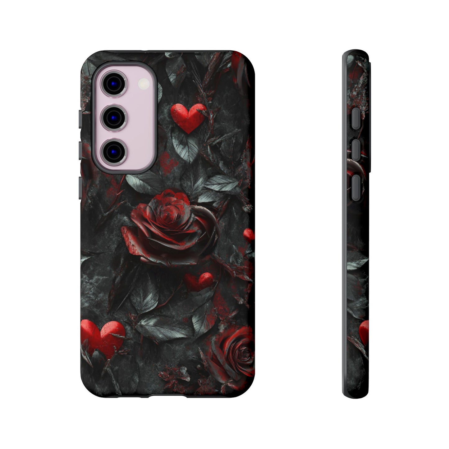 Gothic Valentine Phone Case - Dark Romance Roses and Hearts - iPhone 16 15 14 13 12 11, Samsung Galaxy & Google Pixel Phone Covers