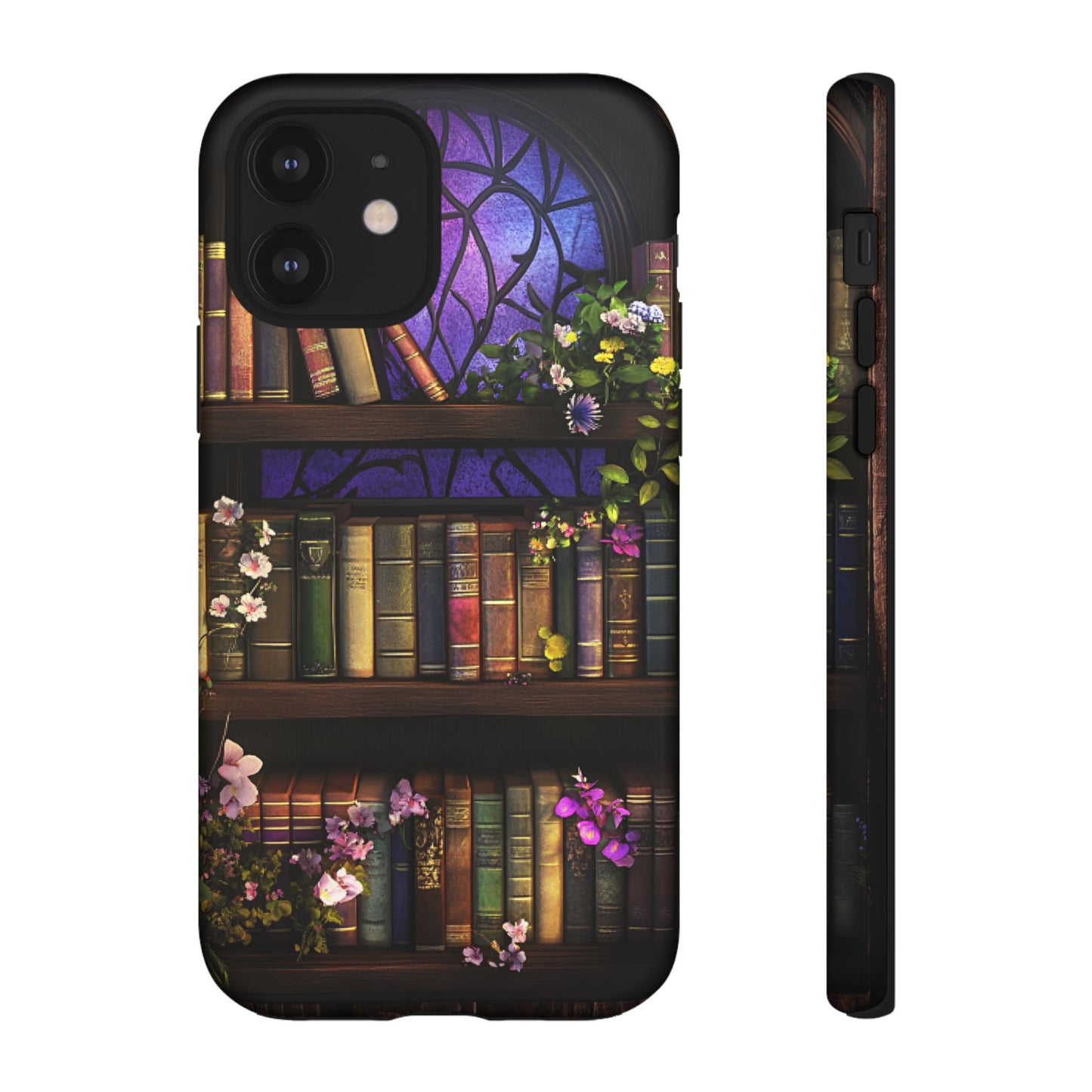 Bookshelf Phone Case - Dark Academia Stained Glass Phone Cases - iPhone 16 15 14 13 12 11, Samsung Galaxy & Google Pixel Phone Covers