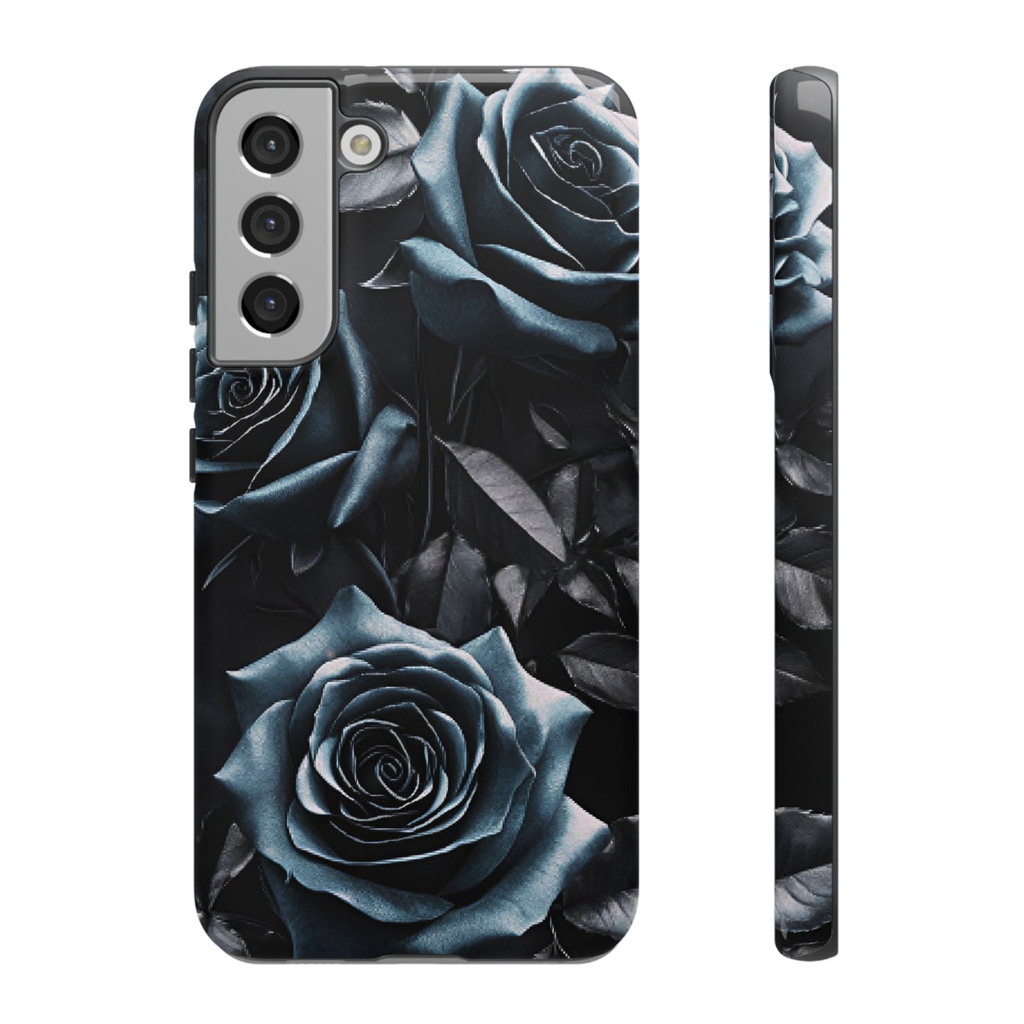 Black and Blue Roses Phone Case - Dark and Moody Gothic Flower Phone Cases for iPhone 16 15 14 13 12 11, Samsung Galaxy & Google Pixel