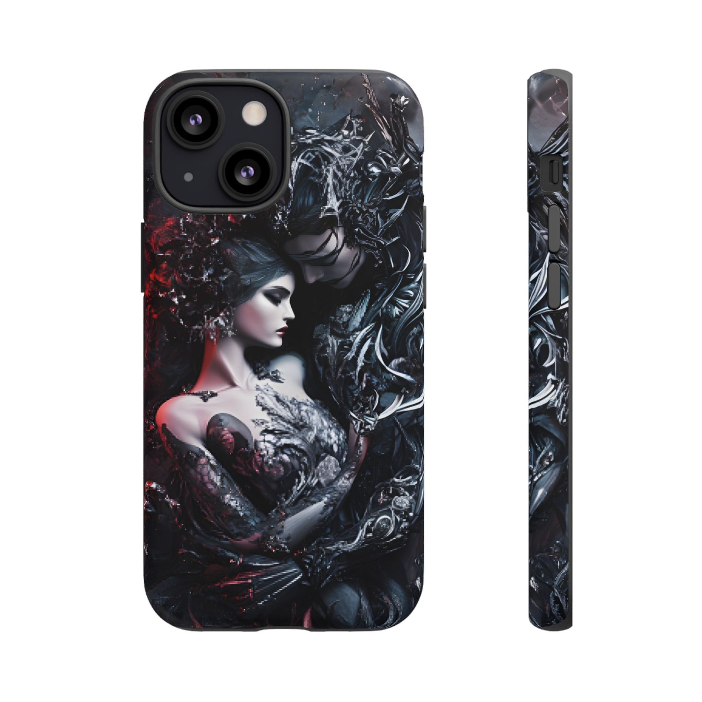 Gothic Couple Phone Case - Victorian Goth Valentine's Day Phone Cases for iPhone 16 15 14 13 12 11, Samsung Galaxy & Google Pixel