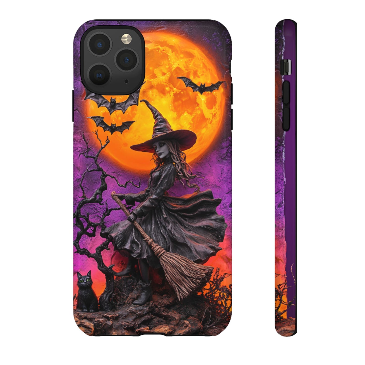 Witch and Bats Phone Case - Witchy Halloween Phone Cases - iPhone 16 15 14 13 12 11, Samsung Galaxy & Google Pixel Phone Covers