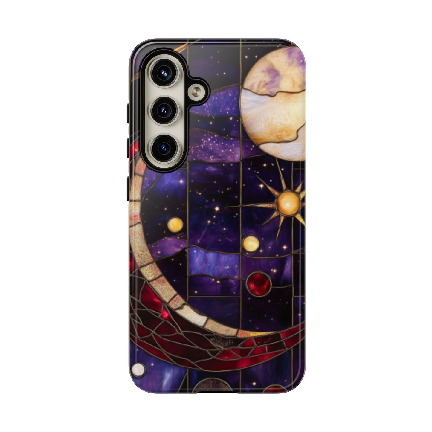 Celestial Stained Glass Phone Case for iPhone 16 15 14 13 12 11, Samsung Galaxy & Google Pixel