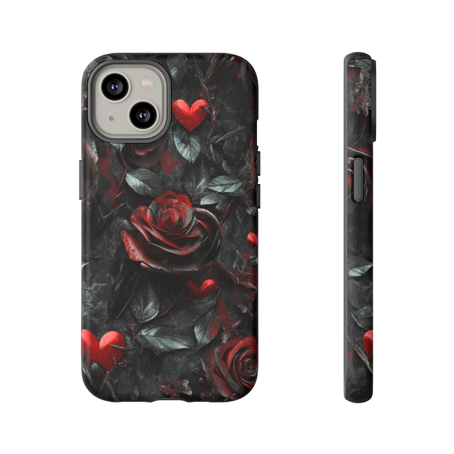 Gothic Valentine Phone Case - Dark Romance Roses and Hearts - iPhone 16 15 14 13 12 11, Samsung Galaxy & Google Pixel Phone Covers